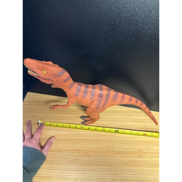 Velociraptor Dinosaur Figure Toy Brown Striped Realistic 18” ©2014 - Picture 10 of 10
